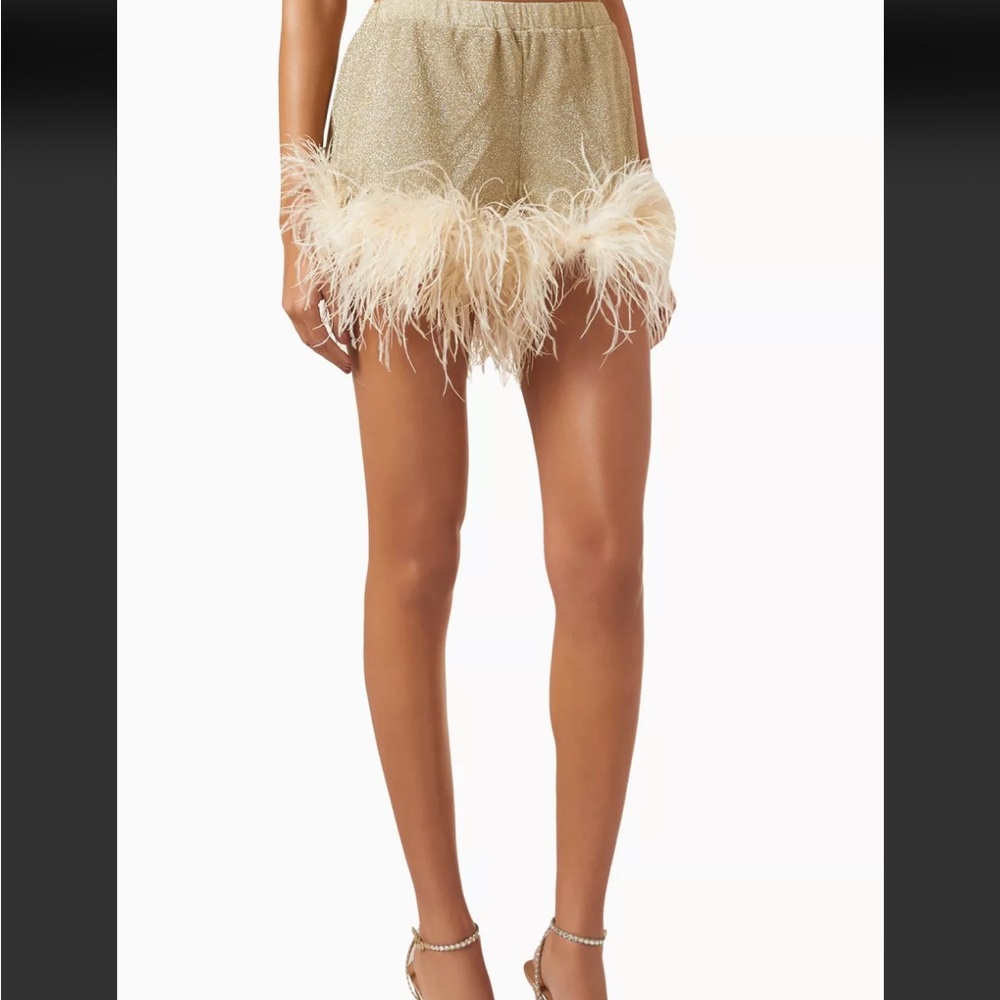 Oseree ostrich-feather metallic short